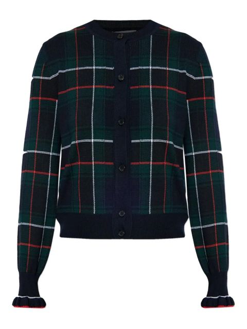 Alexander McQueen plaid ruffled-cuff cardigan - Green - zdjęcie produktu nr 1