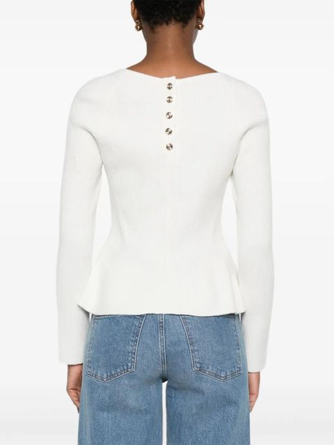 Maje ribbed square-neck top - White