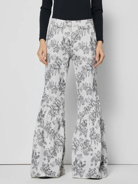 Bizuu spodnie bawełniane BESSTA BANDO damskie kolor beżowy dzwony medium waist BESSTA_BANDO_BIAŁY_SS25