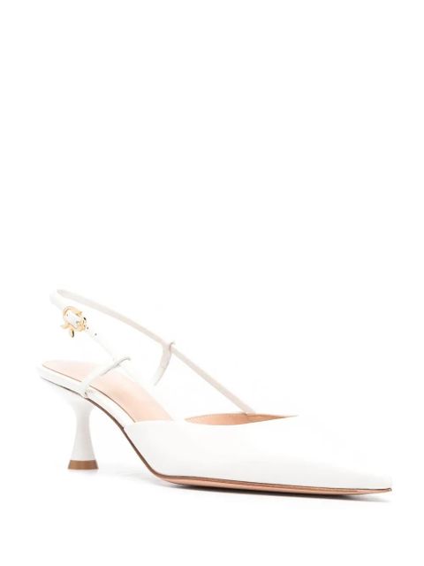 Gianvito Rossi point toe slingback leather pumps - White - zdjęcie produktu nr 2