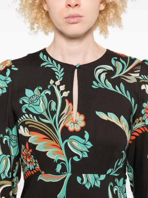 ETRO floral-print long-sleeve dress - Black