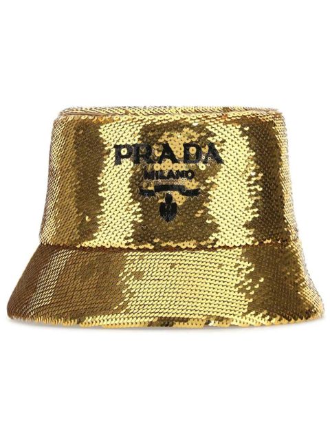 Prada sequin-embellished bucket hat - Gold - zdjęcie produktu nr 1