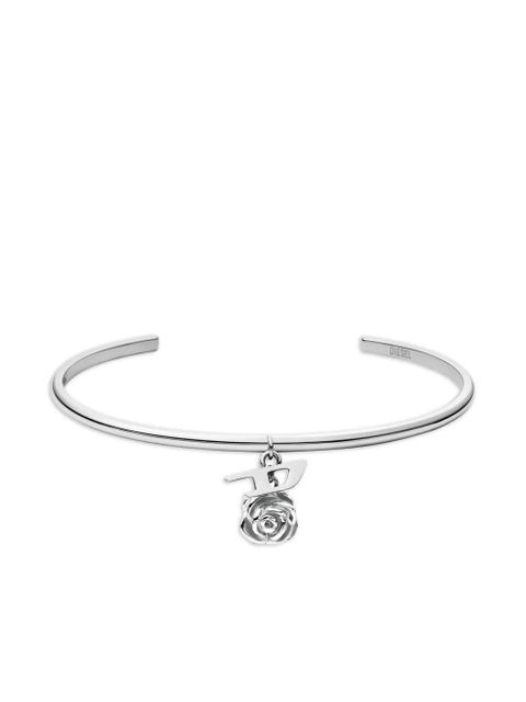Diesel rose-charm bangle bracelet - Grey