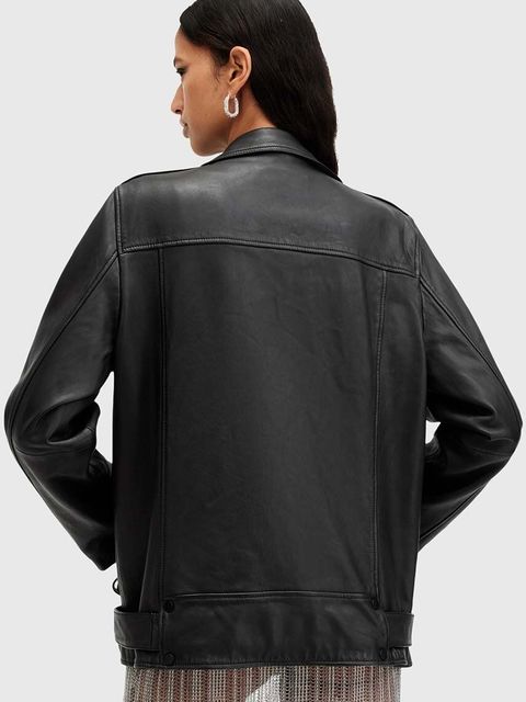AllSaints kurtka skórzana BILLIE damska kolor czarny przejściowa W091LB - zdjęcie produktu nr 2