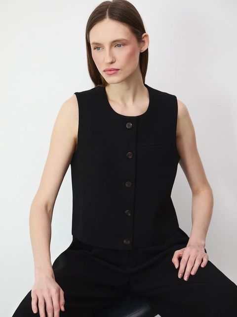 Medicine kamizelka damska kolor czarny jednorzędowa - zdjęcie produktu nr 1