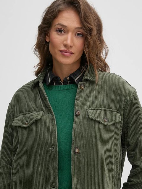 United Colors of Benetton kurtka sztruksowa kolor zielony przejściowa 2HKTDN06O