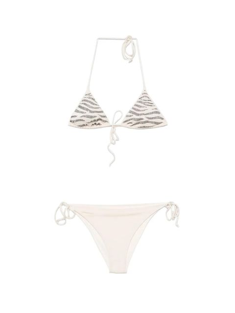 MC2 Saint Barth Leah embellished zebra-pattern bikini - Neutrals - zdjęcie produktu nr 1