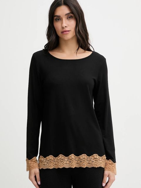 United Colors of Benetton longsleeve piżamowy kolor czarny 3Z123M07X - zdjęcie produktu nr 1