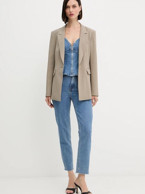 Guess top jeansowy ANIKA kolor granatowy gładka W5YH0Z D4LU0