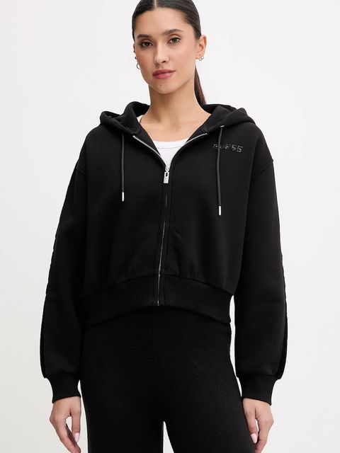 Guess bluza AELIA damska kolor czarny z kapturem gładka V5BQ11 KB681 - zdjęcie produktu nr 1