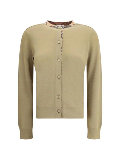 Burberry check-trim cotton cardigan - Neutrals - zdjęcie produktu nr 1