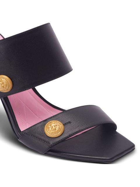 Balmain button-fastening leather sandals - Black