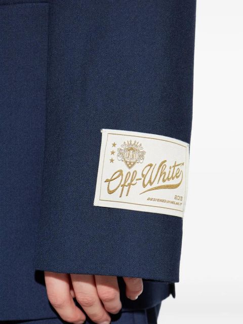 Off-White logo-patch single-breasted blazer - Blue