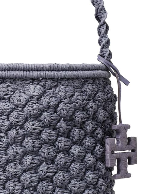 Tory Burch Ella hand-crocheted popcorn bucket bag - Grey