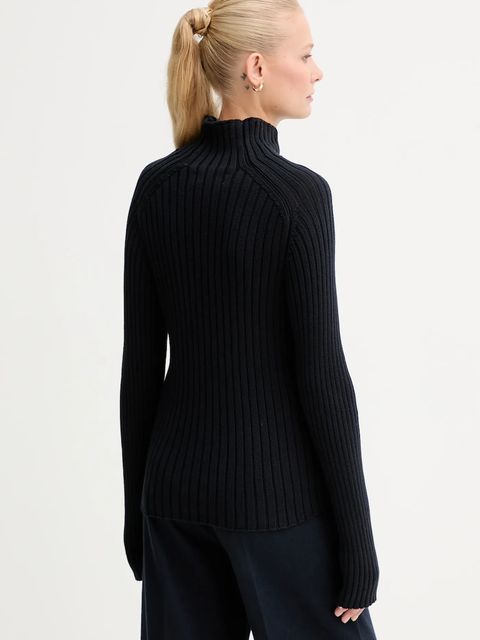 Marc O'Polo sweter bawełniany damski kolor granatowy z półgolfem 509605960173