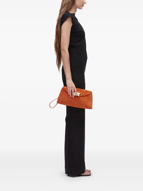 3.1 Phillip Lim curved-flap suede clutch - Orange