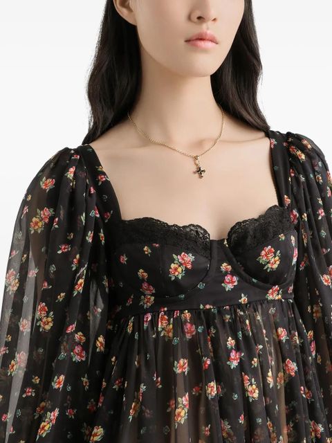 Dolce & Gabbana floral lace mini dress - Black