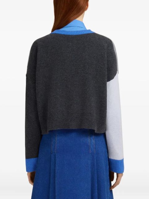 Marni colour-blocked cropped cardigan - BLN38 INOX