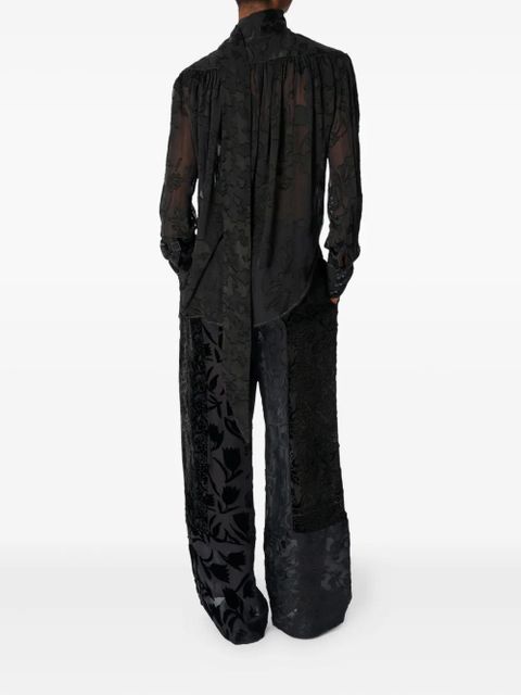 Marine Serre floral-print silk scarf blouse - Black - zdjęcie produktu nr 2