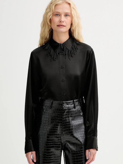 ISABELLE BLANCHE koszula damska kolor czarny regular z kołnierzykiem klasycznym IS25FW-C079-T008 - zdjęcie produktu nr 1