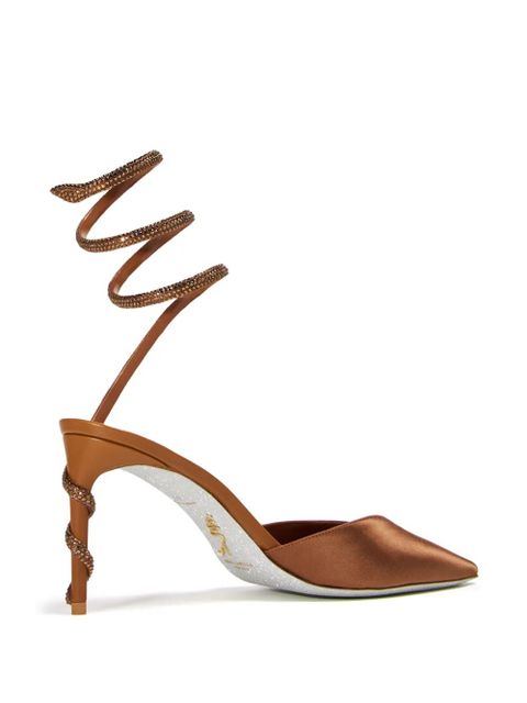 René Caovilla 80mm satin pumps - Brown