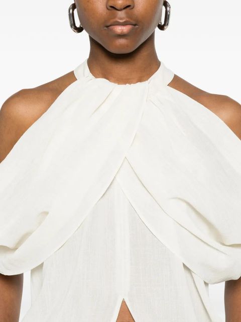 Eleh halterneck draped top - Neutrals