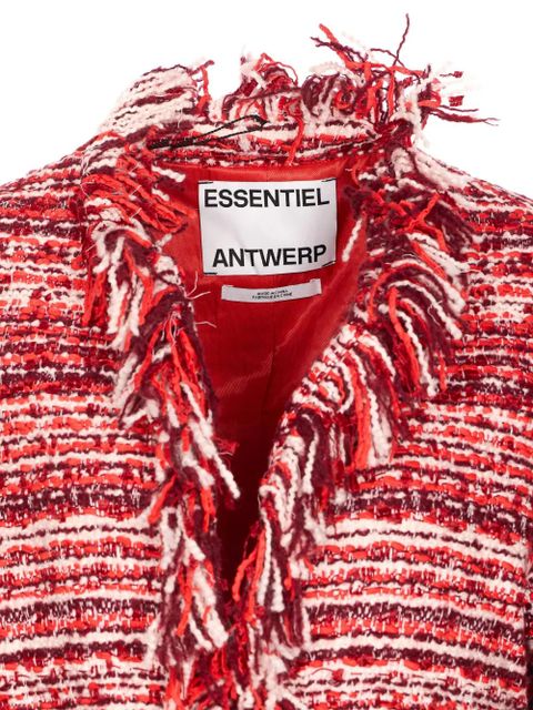 Essentiel Antwerp fringed-trim tweed jacket - Red