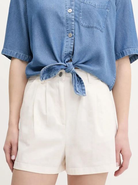 Tommy Jeans szorty damskie kolor beżowy gładkie high waist DW0DW21643 - zdjęcie produktu nr 1