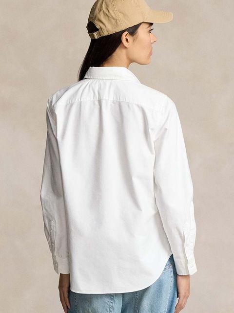 Polo Ralph Lauren koszula bawełniana damska kolor biały regular z kołnierzykiem klasycznym