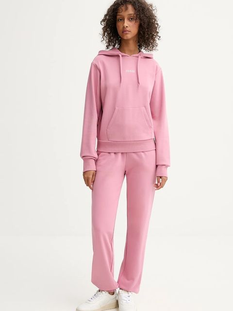 Guess bluza SOFIA damska kolor różowy z kapturem gładka O5RQ02 KCO31 - zdjęcie produktu nr 2