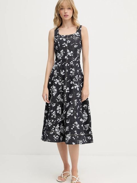 Karl Lagerfeld sukienka jeansowa kolor granatowy midi rozkloszowana A3W13004 - zdjęcie produktu nr 1