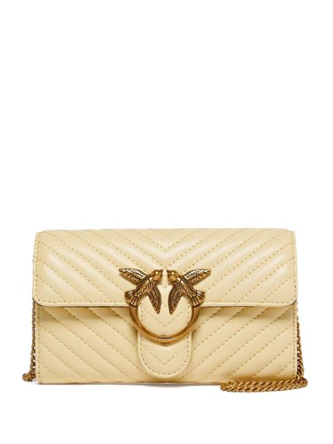 PINKO mini Love Bag quilted bird-embellished shoulder bag - Neutrals - zdjęcie produktu nr 1