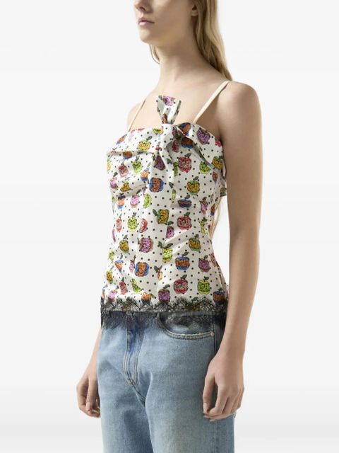 GCDS Apple-print bandeau top - White