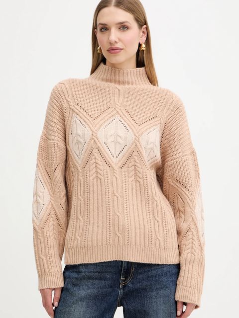 Twinset sweter z dodatkiem wełny damski z golfem 252TT3290 - zdjęcie produktu nr 1