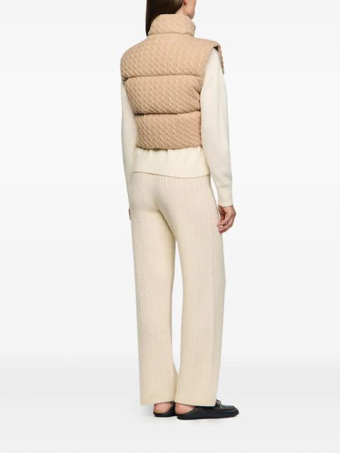 SANDRO cable-knit quilted gilet - Neutrals