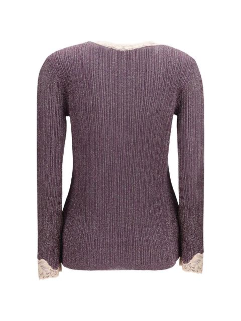 Valentino Garavani lace-trim cardigan - Purple