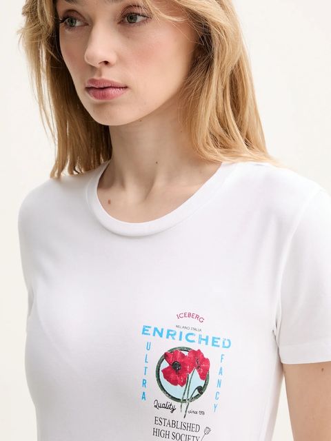 Iceberg t-shirt bawełniany damski kolor biały F091 6318