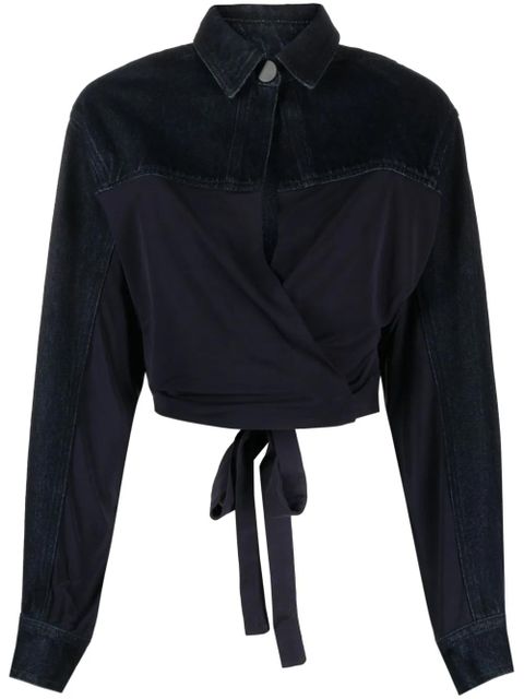 Christopher Esber Sevilla denim wrap cropped top - Blue - zdjęcie produktu nr 1