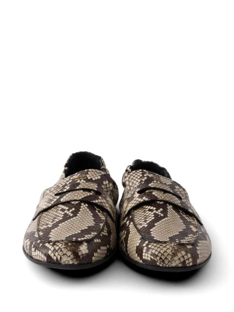 Prada Shuffle printed Ayers leather loafers - Brown