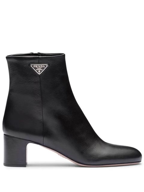 Prada logo-plaque leather ankle boots - Black - zdjęcie produktu nr 1