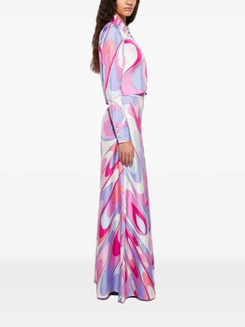 PUCCI onde-print silk-twill trousers - White