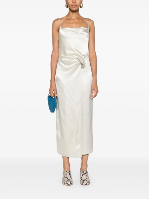 Nanushka ruched-detailing satin midi dress - Neutrals - zdjęcie produktu nr 2