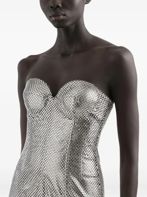 Dolce & Gabbana mesh strapless mini dress - Silver