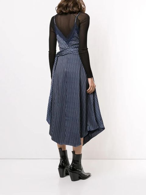 Simkhai Emma asymmetric stripe-print dress - Blue