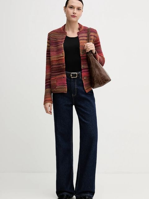 United Colors of Benetton kardigan z dodatkiem wełny kolor pomarańczowy 105CD6880 - zdjęcie produktu nr 2