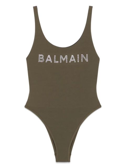 Balmain logo-appliqué swimsuit - Green - zdjęcie produktu nr 1