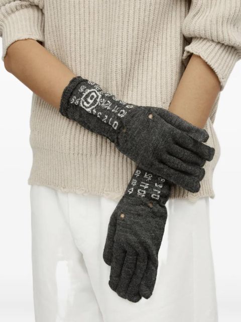 MM6 Maison Margiela numbers-motif gloves - Grey
