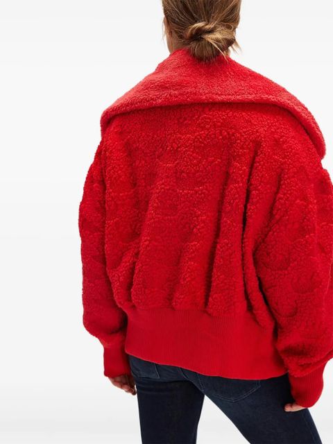 Free People teddy-collar zip-front cardigan - Red - zdjęcie produktu nr 2