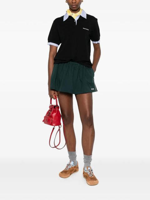 Miu Miu logo-embroidered skirt - Green - zdjęcie produktu nr 2