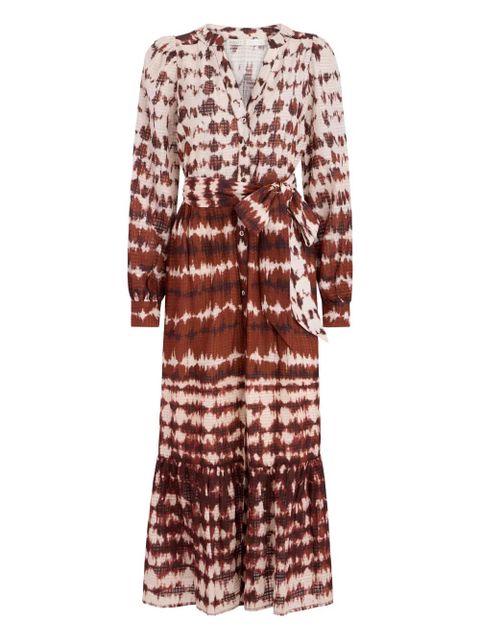 Marie Oliver tie-dye belted midi dress - Red - zdjęcie produktu nr 1